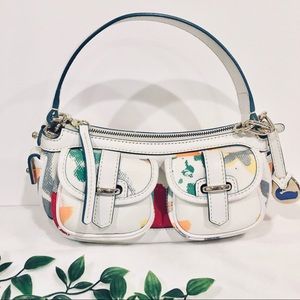 Dooney & Bourke White Denim Splattered Painted Bag